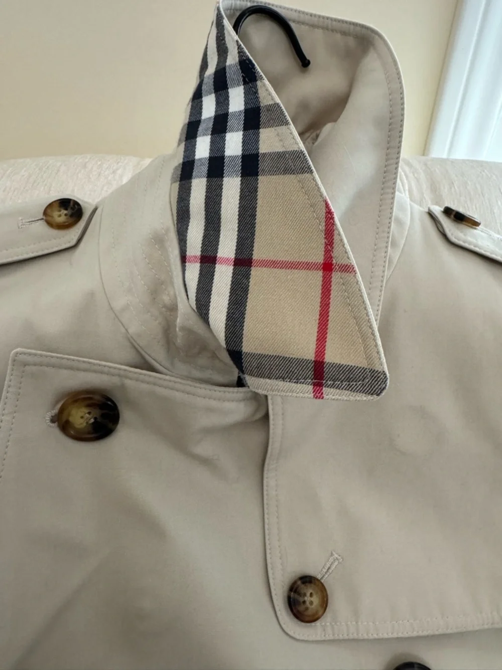 Vintage Burberry Beige Double-Breasted Kensington Trench Coat US Size 8 Slim - Picture 16 of 16